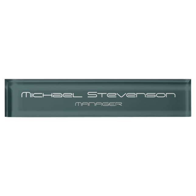 Dark Slate Grey Elegant Modern Desk Nameplate (Front)