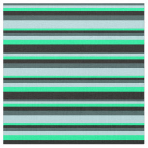 Dark Slate Grey, Powder Blue, Green & Black Lines Fabric