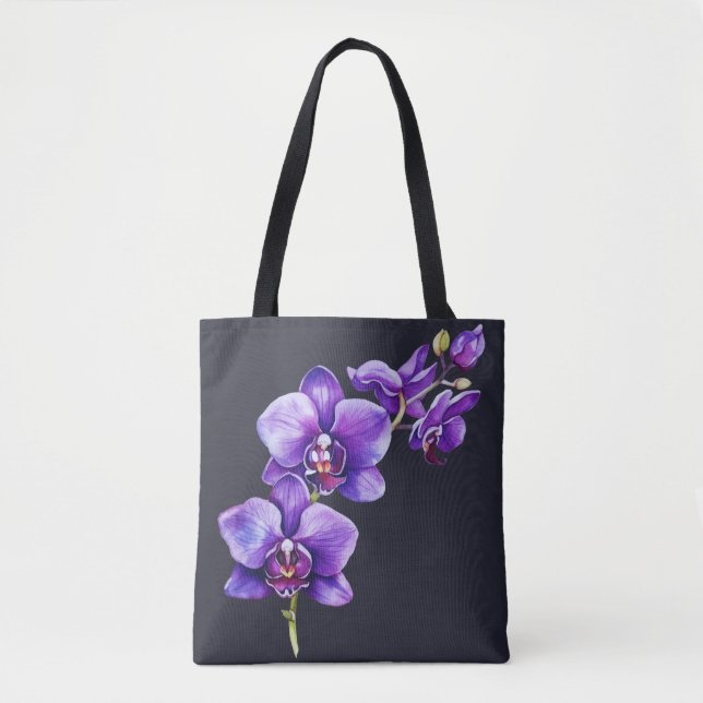 Dark Slate Grey, Purple Orchid Tote (Front)