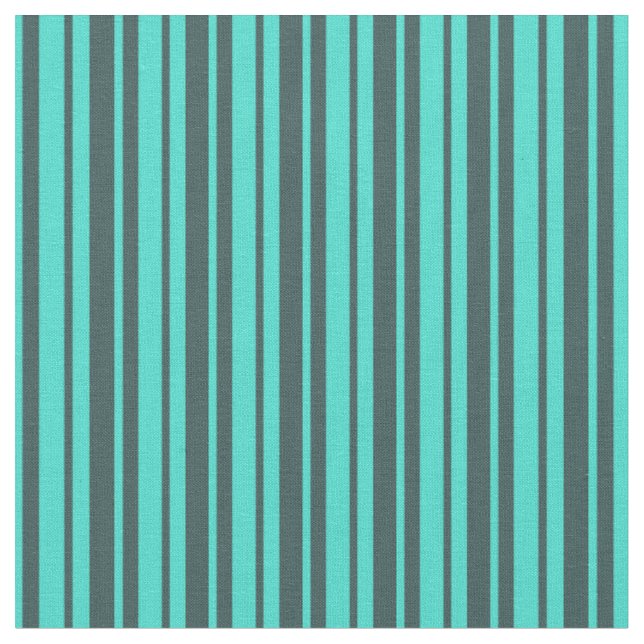 Dark Slate Grey & Turquoise Coloured Pattern Fabric (Close Up)