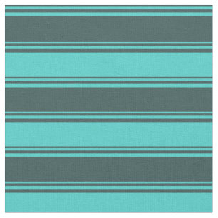 Dark Slate Grey & Turquoise Coloured Stripes Fabric