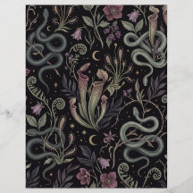 Dark Snakes & Carnivorous Plants Scrapbook Paper