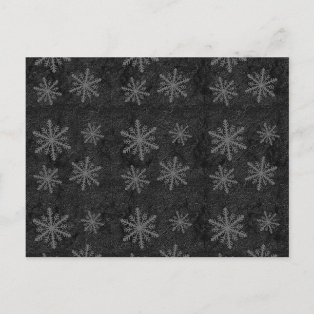 Dark Snowflake Pattern 1 Christmas Holiday Postcard (Front)