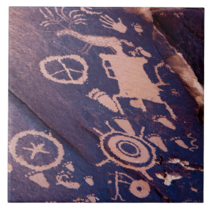 Dark Southwest Petroglyph Tile