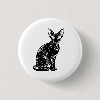 Dark Sphynx Cat Art – Mysterious Minimal Design 3 Cm Round Badge