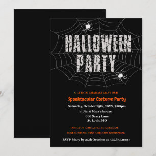 Dark Spiderweb Halloween Party Invitation