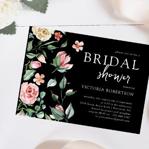 Dark Spring Floral   Botanical Bridal Shower Invitation