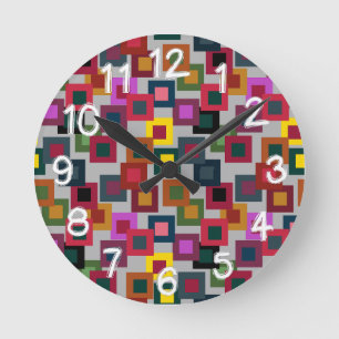 Dark Squares on Light Round Clock