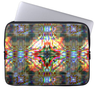 Dark star on glass flower spots, red to dark green laptop sleeve