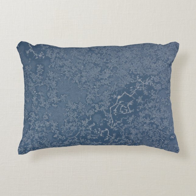 Dark Steel Blue Icy Crystals Decorative Cushion (Front)
