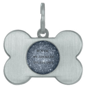 Dark Steel Blue Stars Pet Tag