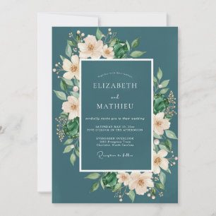 Dark Steel Ranunculus Eucalyptus Wedding Invitation