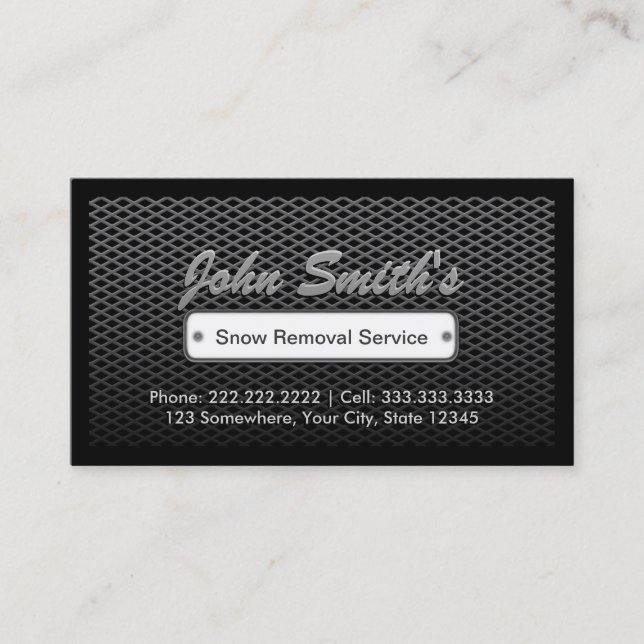 Dark Steel Snow Removal Business Cards (Front)