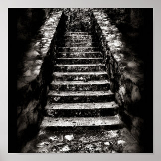dark stone stairs poster