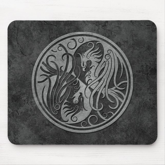 Dark Stone Yin Yang Phoenix Mouse Mat (Front)