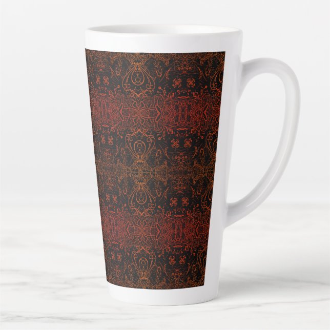 Dark striped burgundy pattern latte mug (Right)