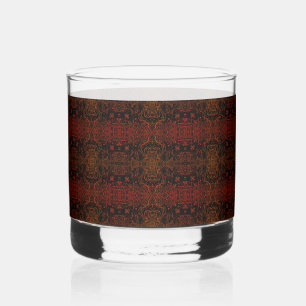 Dark striped burgundy pattern whiskey glass