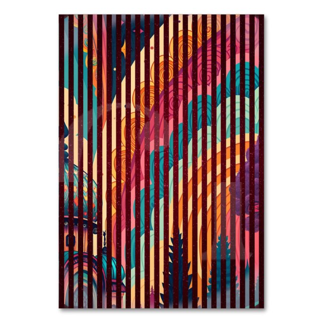 Dark Striped Fantasy Table Card – Customisable (Front)