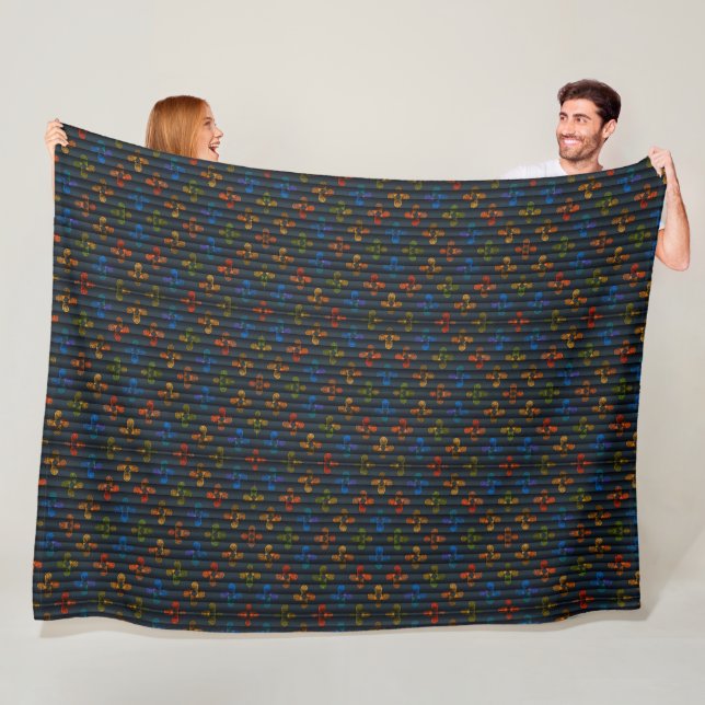 Dark Striped Geometric Art Blanket (In Situ)