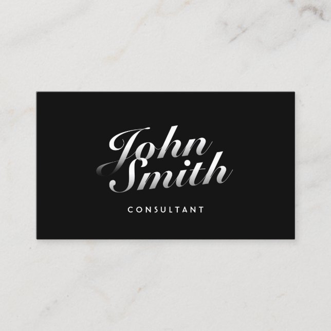 Dark Stylish Calligraphic Consultant Business Card (Front)
