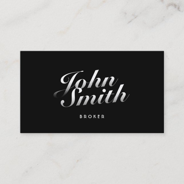 Dark Stylish Real Estate Broker Business Card (Front)