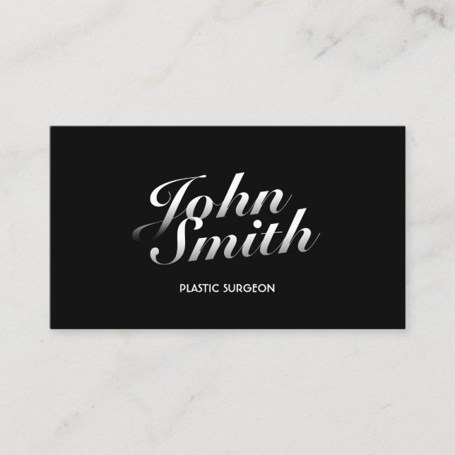 Dark Stylish Typography Plastic Surgeon Business Card (Front)