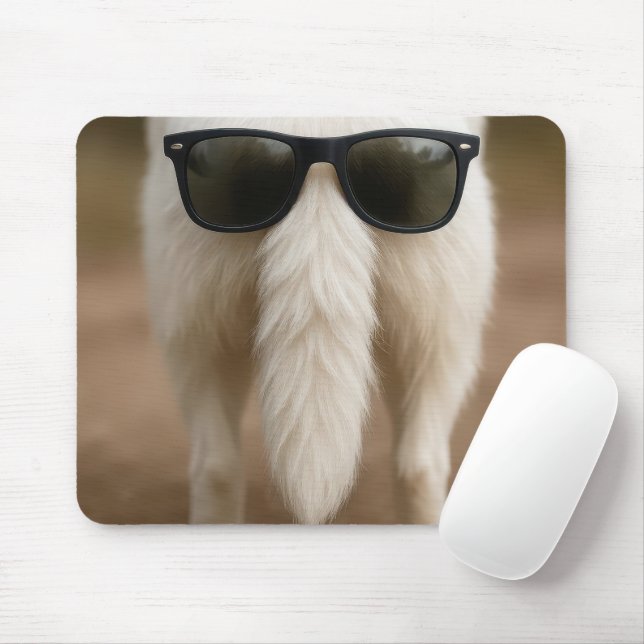 Dark Sunglasses On a Dog Tail Mouse Mat (With Mouse)