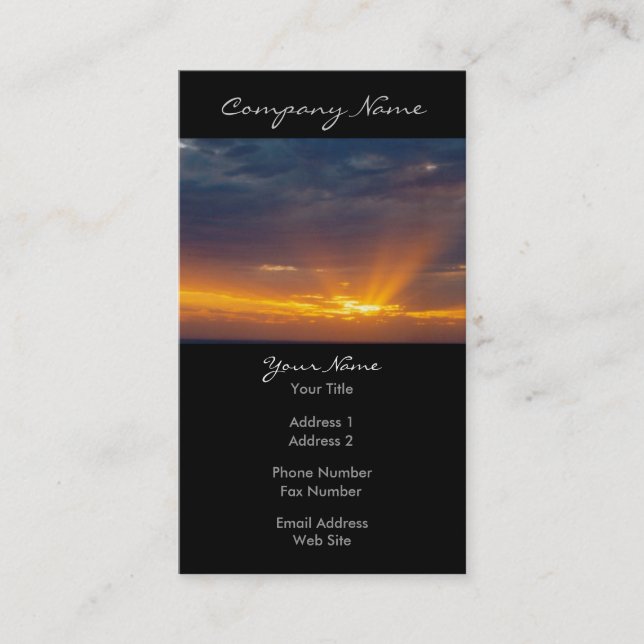 Dark Sunset Photo Business Card (Front)