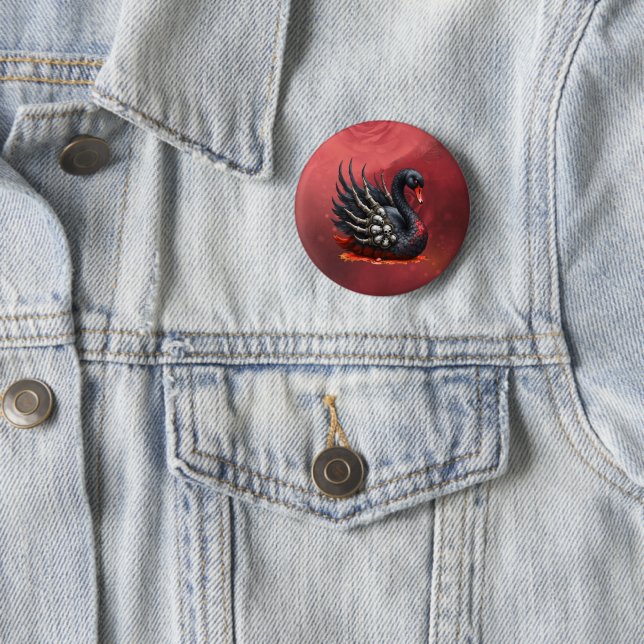 Dark Swan of Bones – Gothic Elegance  6 Cm Round Badge (In Situ)