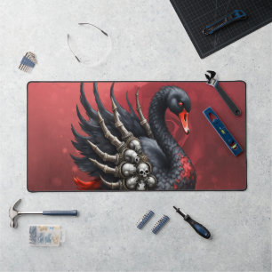 Dark Swan of Bones – Gothic Elegance Desk Mat
