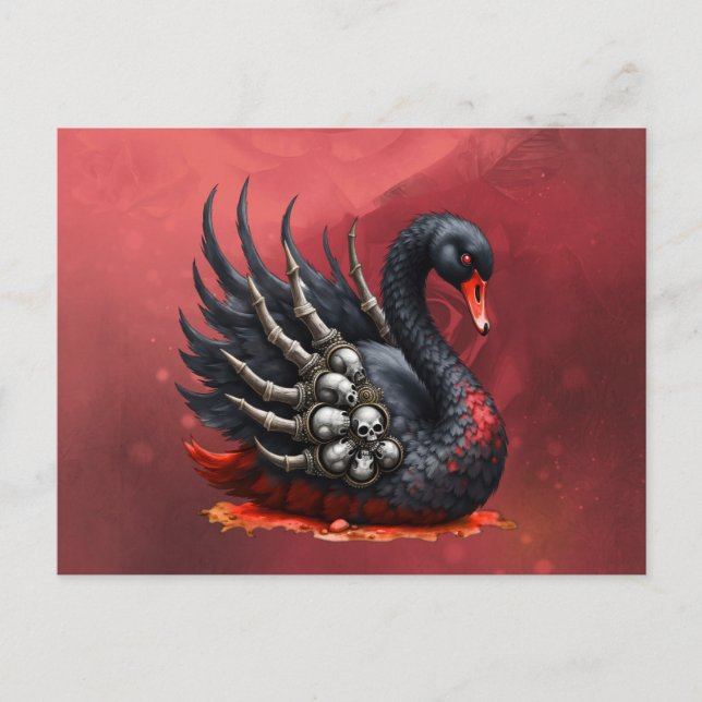 Dark Swan of Bones – Gothic Elegance  Invitation Postcard (Front)