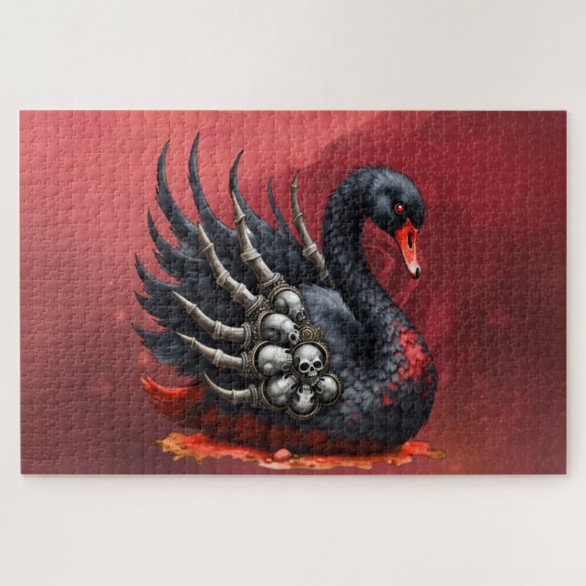 Dark Swan of Bones – Gothic Elegance  Jigsaw Puzzle (Horizontal)