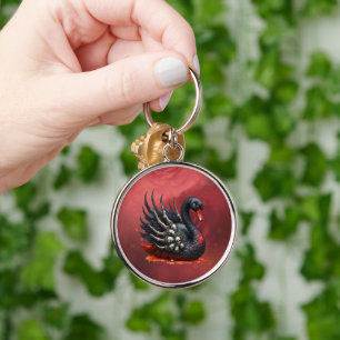 Dark Swan of Bones – Gothic Elegance Key Ring