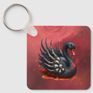 Dark Swan of Bones – Gothic Elegance Key Ring