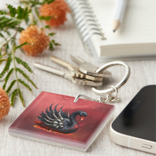 Dark Swan of Bones – Gothic Elegance Key Ring