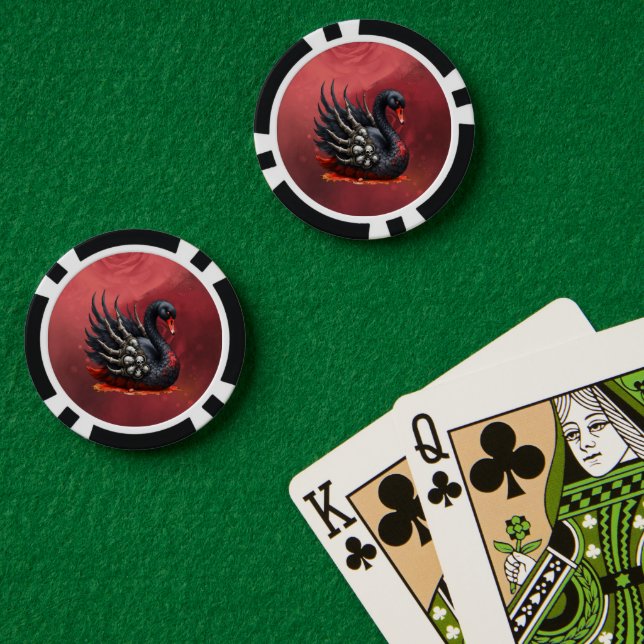 Dark Swan of Bones – Gothic Elegance  Poker Chips (Poker Table (Double))