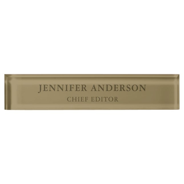 Dark Tan Brown Colour Professional Modern Plain Nameplate (Front)