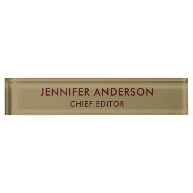 Dark Tan Brown Colour Professional Modern Plain Nameplate (Front)