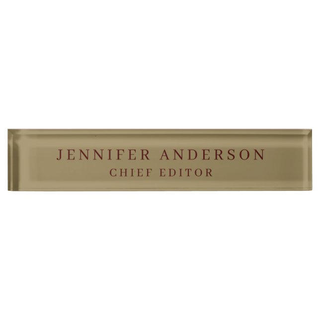 Dark Tan Brown Colour Professional Modern Plain Nameplate (Front)