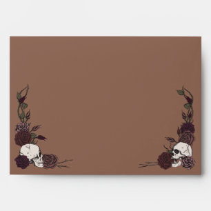 Dark Tan Brown Skulls and Roses Envelope