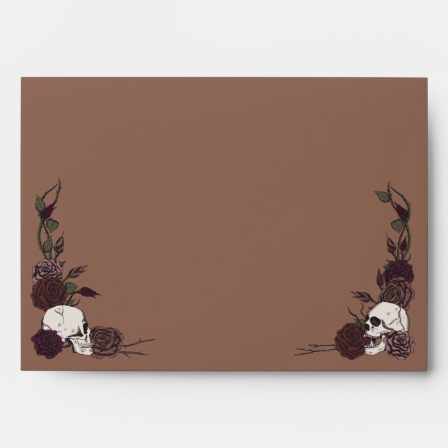 Dark Tan Brown Skulls and Roses Envelope (Front)