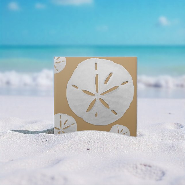 Dark Tan & White Tropical Beach Sand Dollar Tile (Creator Uploaded)