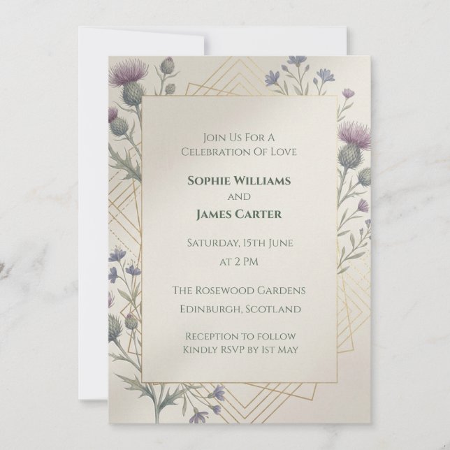 Dark Tartan Celtic Wedding Invitation (Front)