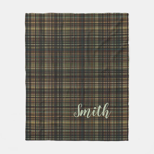 Dark Tartan (Plaid) Custom Fleece Blanket (Front)