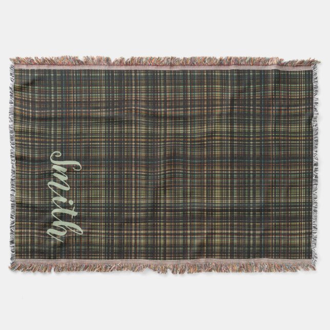 Dark Tartan (Plaid) Custom Throw Blanket (Front)