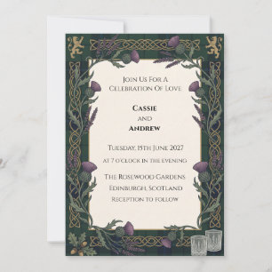 Dark Tartan Thistle Wedding Invitation