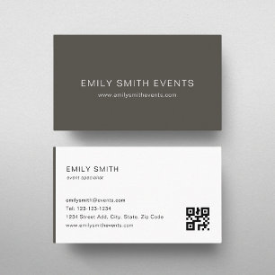 Dark Taupe Colour Block QR code Business Card