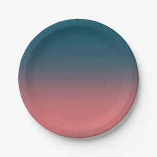 Dark Teal and bright coral pink gradient  Paper Plate