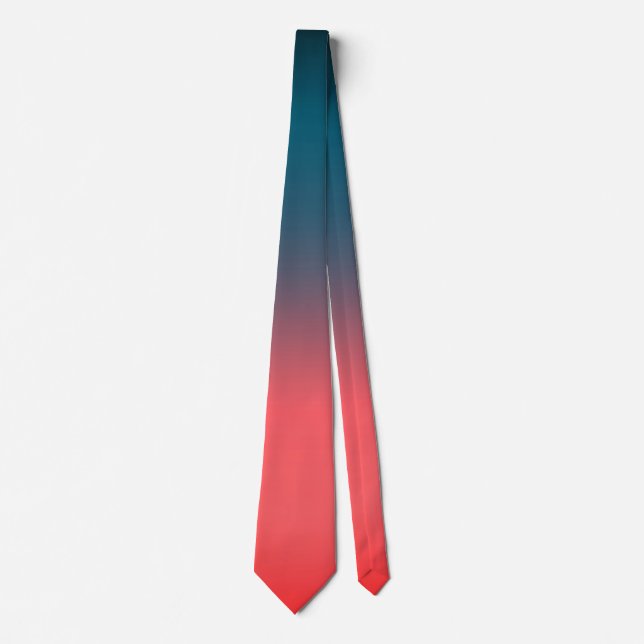 Dark Teal and bright coral pink gradient Tie (Front)