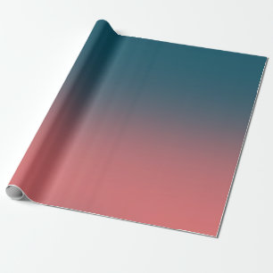 Dark Teal and bright coral pink gradient Wrapping Paper